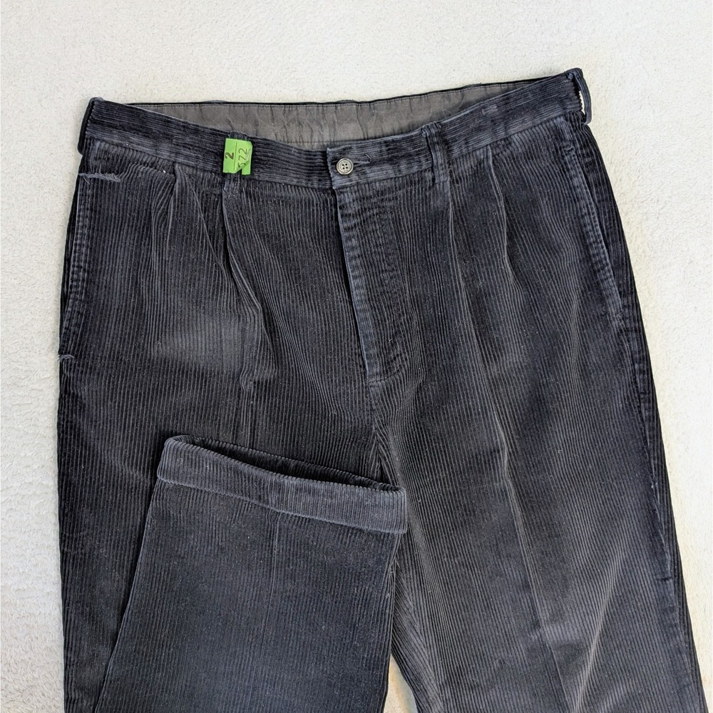 Brooks‎ Brothers 346 Corduroy Pants Mens 35x30 Dark Navy Blue Pleated Cuffed